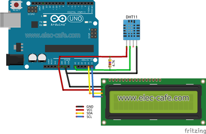 DHT11 Humidity and Temperature Sensor on Arduino with LCD