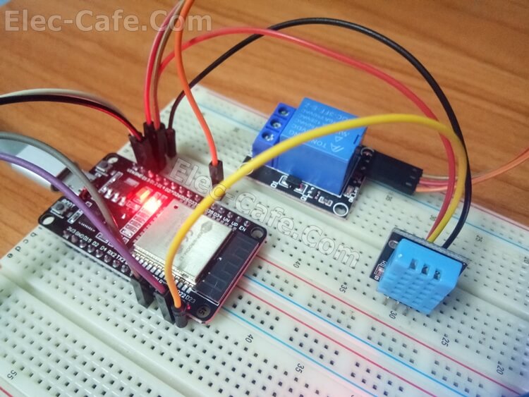 Connect ESP32 to Relay and DHT11 Sensor