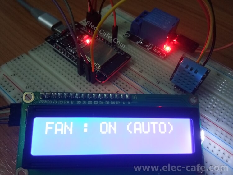 ESP32 and DHT11 Sensor Auto Control Fan On