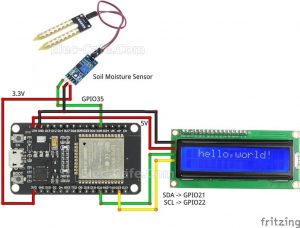 ESP32 with Soil Moisture Sensor and LCD Display Wiring Diagram