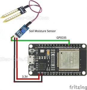 Connect Soil Moisture Sensor to ESP32 Wiring Diagram